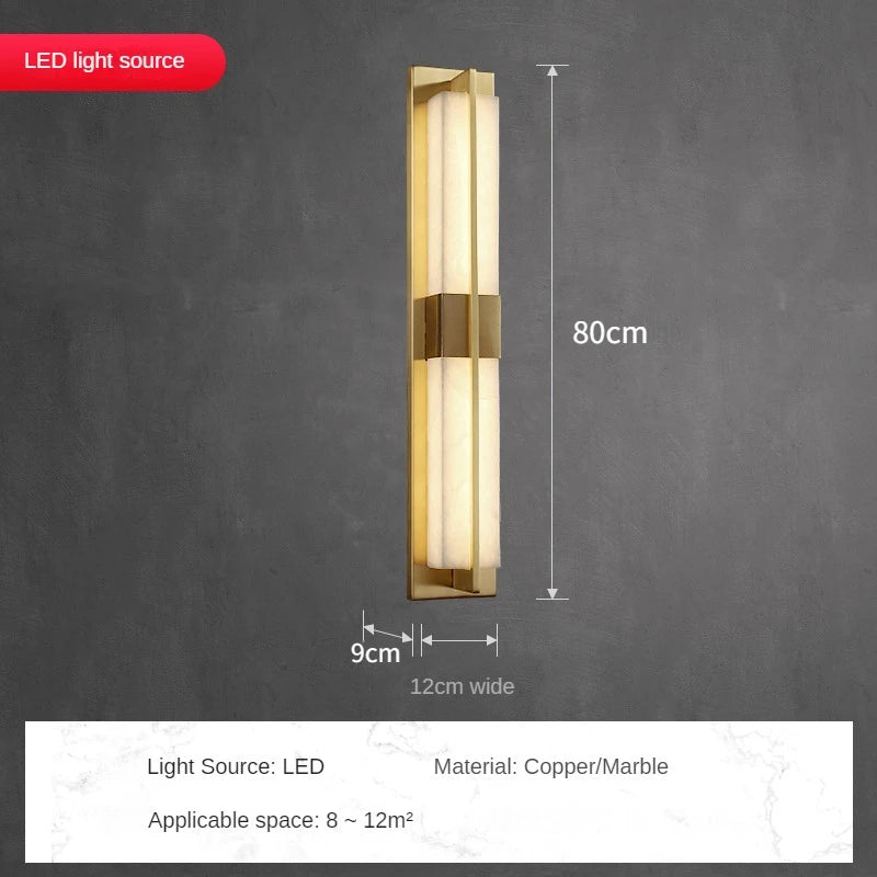 applique murale led en cuivre avec bande de marbre espagnole - vue 8 sur 12
