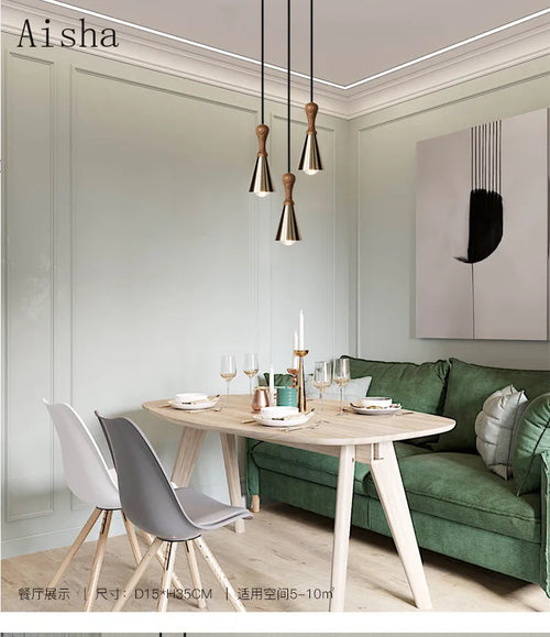 lustre en bois massif pour éclairage intérieur décoratif - vue 7 sur 7