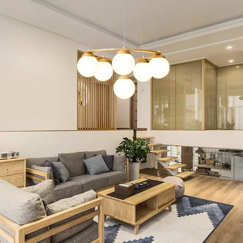 lustre à led design multi têtes en verre pour intérieur moderne - vue 7 sur 9