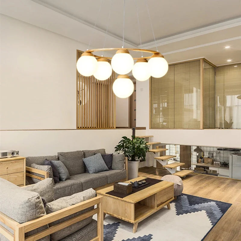 lustre à led design multi têtes en verre pour intérieur moderne - vue 6 sur 9