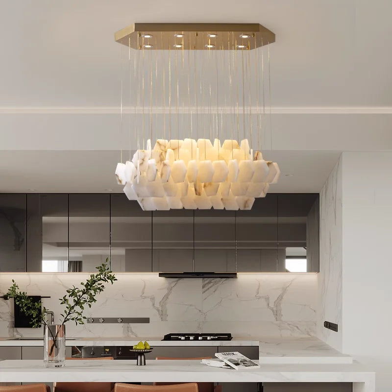 lustre moderne en pierre naturelle pour décoration intérieure 2024 - vue 3 sur 9
