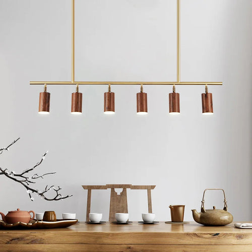 lustre led moderne en bois de noyer pour décoration maison - vue 4 sur 7