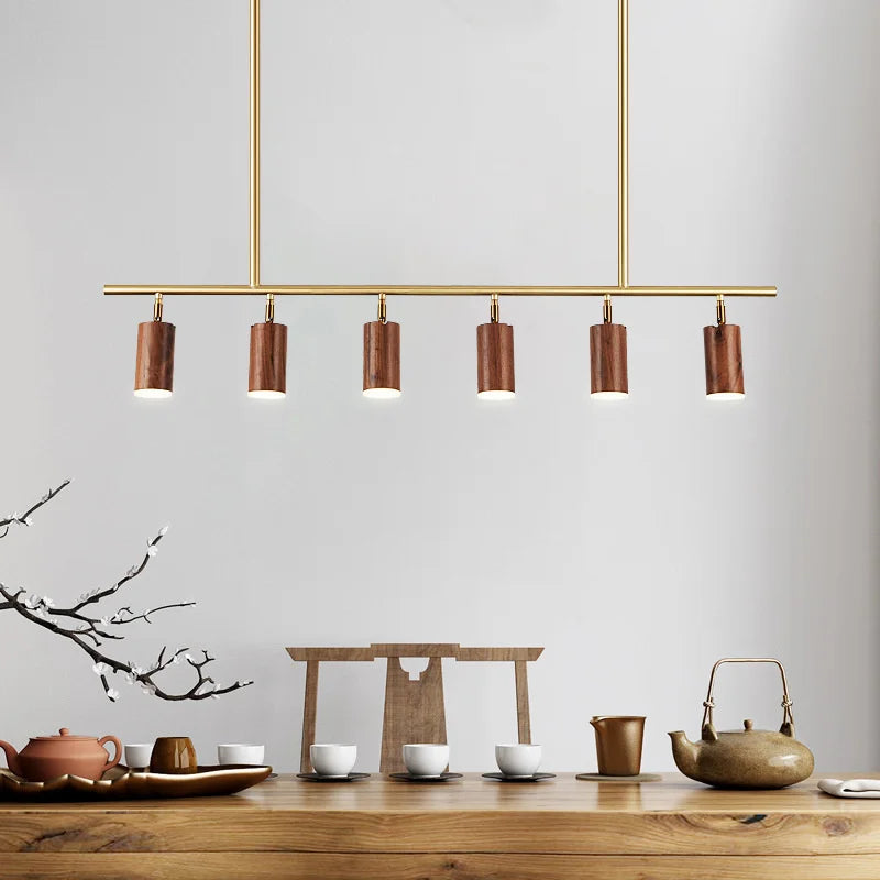 lustre led moderne en bois de noyer pour décoration maison - vue 3 sur 7