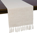 Chemin de table lin beige brodé style rustique