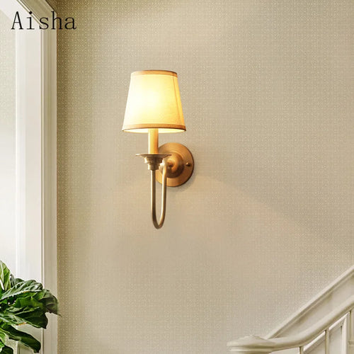 applique murale en tissu doré pour éclairage moderne intérieur - vue 4 sur 6