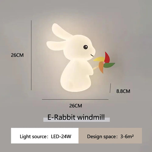 Applique murale de lapin mignon LED lampe de chambre d'enfant moderne Simple chaud chambre de bébé pépinière petite fille garçon chambre chevet appliques murales - vue 12 sur 12