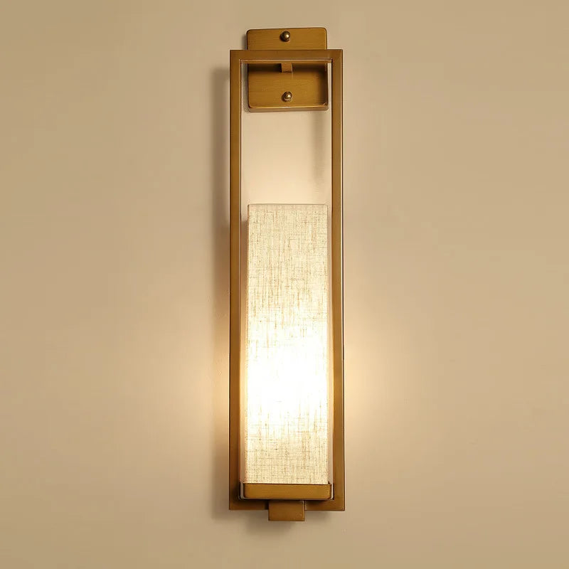 applique murale style chinois de chevet salon chambre couloir hôtel mur escalier lampe e27 tissu - vue 3 sur 5