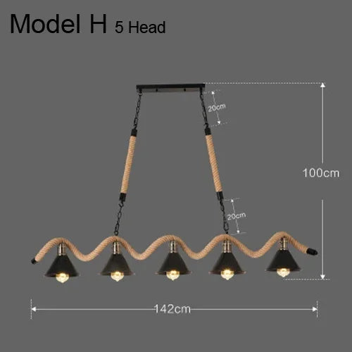 Lustre et Suspension rustique industrielle avec cordage - vue 9 sur 21