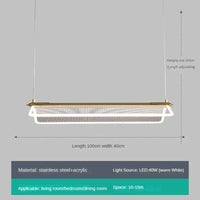 lustre rectangulaire réglable en acrylique pour éclairage créatif