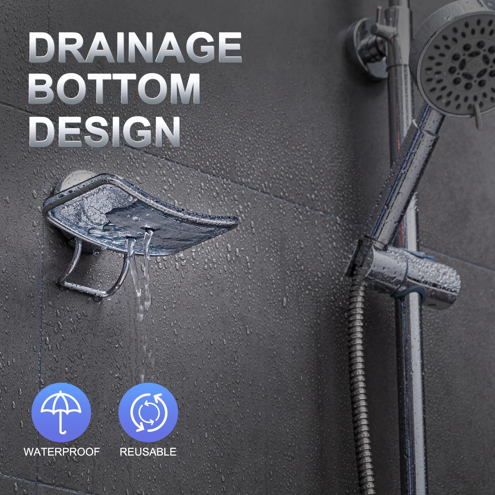porte-savon à ventouse auto-drainant pour salle de bain et cuisine - vue 4 sur 7