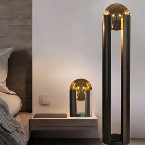 lampadaire moderne en fer et verre avec lumière led décorative - vue 2 sur 10