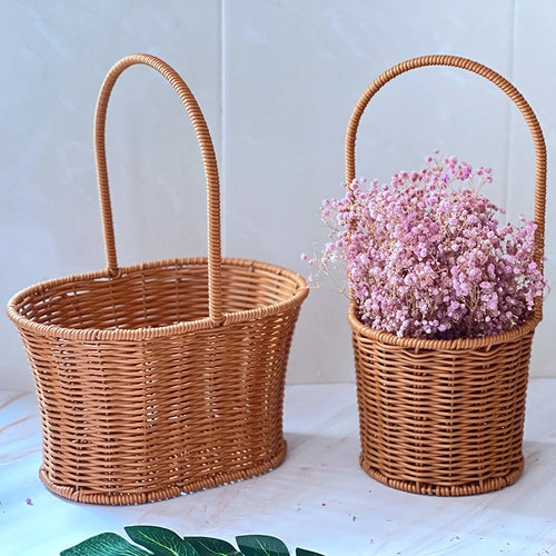 panier de rangement tissé à la main pour jardin et pique-nique - vue 5 sur 27