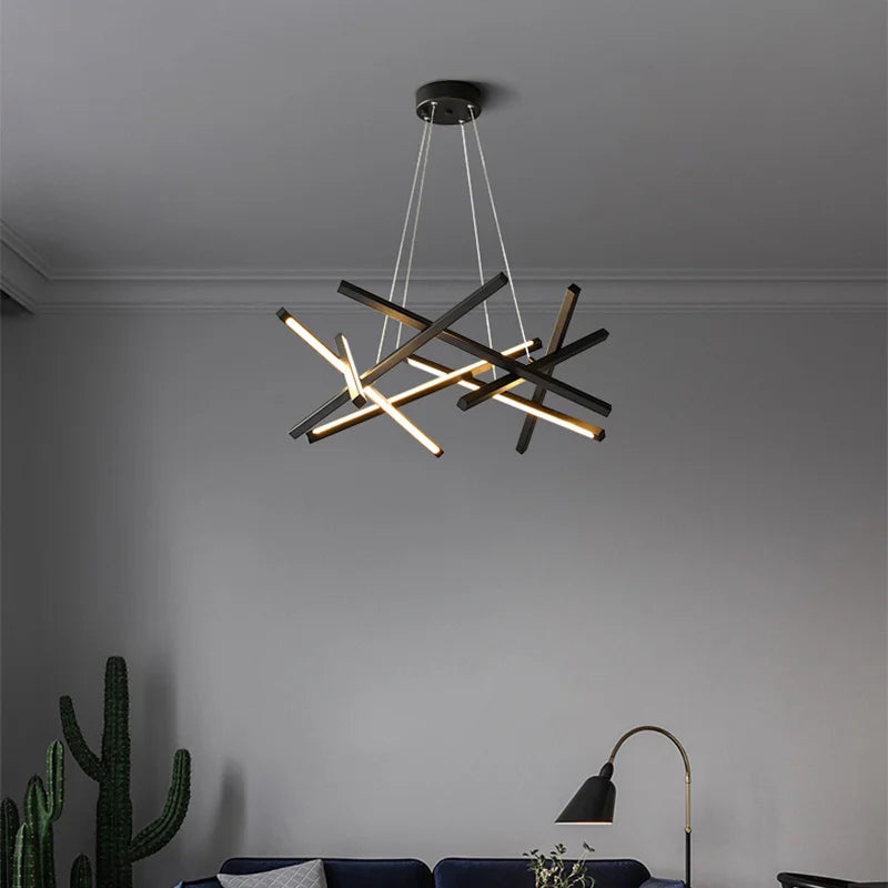lustre moderne led créatif en métal branche suspension nordique - vue 3 sur 9
