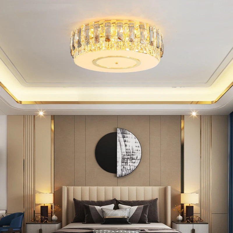 plafonnier led en verre cristal intensité réglable décoration moderne - vue 4 sur 11