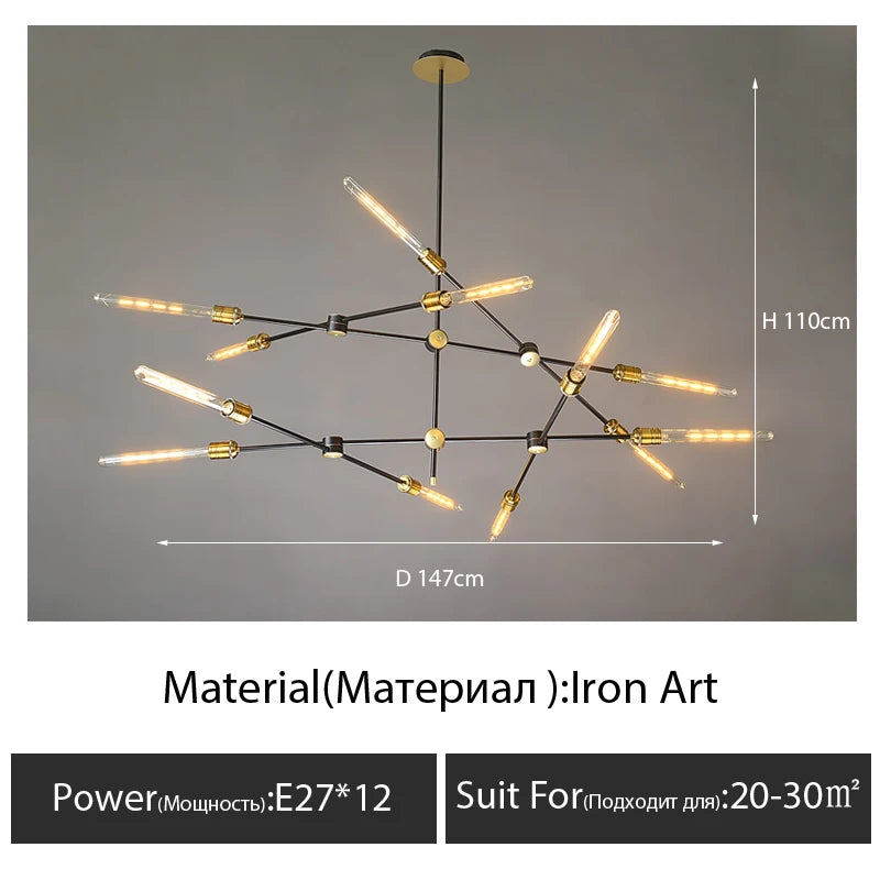 lustre en tube de verre design nordique pour décoration intérieure - vue 11 sur 12