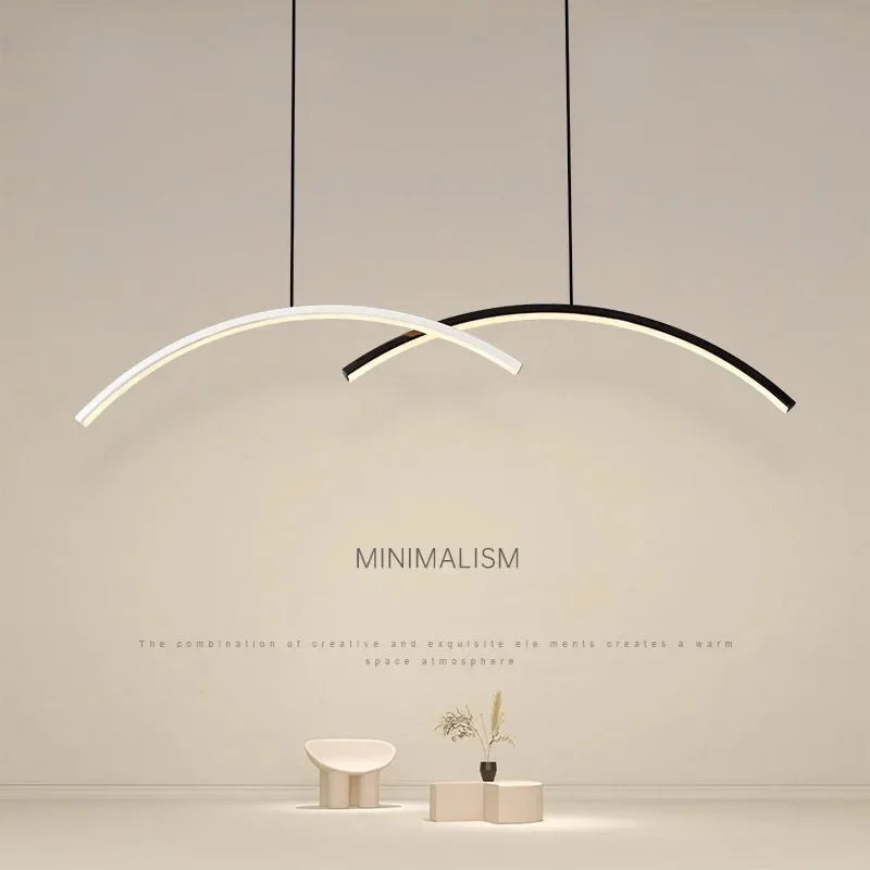 lustre moderne à leds avec télécommande et ligne simple - vue 3 sur 8