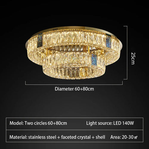 plafonnier en cristal de luxe à led pour décoration intérieure - vue 10 sur 15
