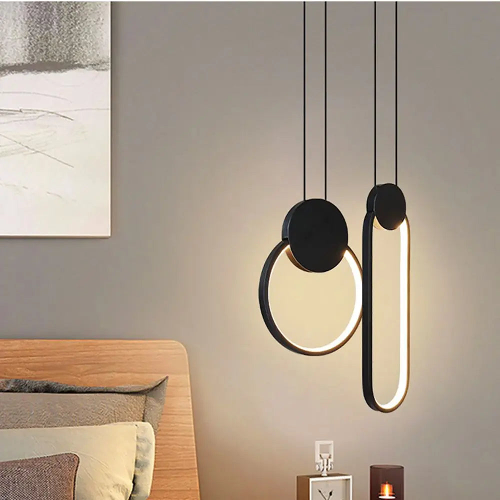 suspension moderne en acrylique lune éclipse avec lumière led - vue 3 sur 12