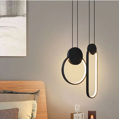 suspension moderne en acrylique lune éclipse avec lumière led - vue 4 sur 12
