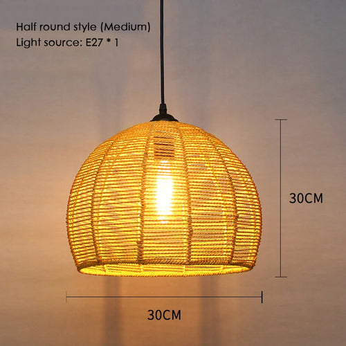 Sisal chanvre corde suspension plafonnier Lustre suspendu Lustre fer main tressage rustique rétro pour salle à manger décor - vue 21 sur 28