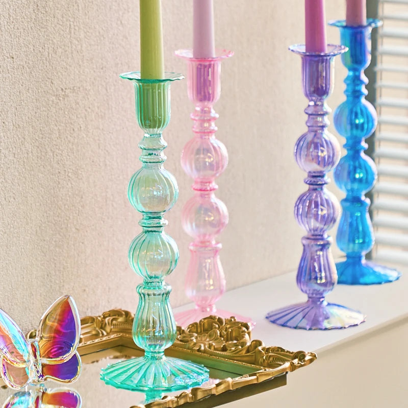 bougeoir conique en verre pour décoration festive et bureau - vue 2 sur 12