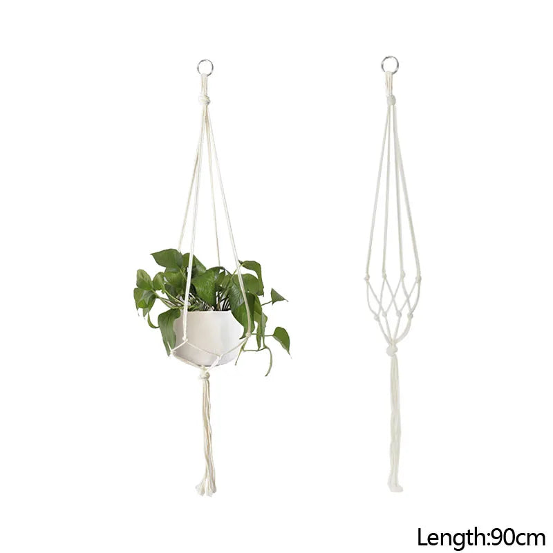 paniers suspendus en macramé pour plantes et décoration - vue 11 sur 19