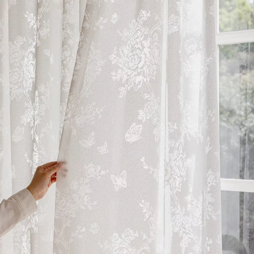 Voilage tulle motif papillons pour chambre fille salon - vue 5 sur 8