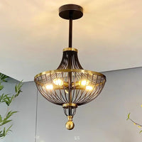 lustre rétro led en fer avec suspension pour décoration américaine