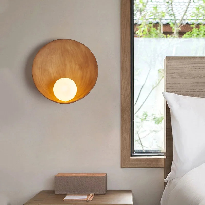 Korean wood-grain bedroom, bedside study, G9 wall lamp, simple and fashionable living room, porch, sofa, dining table, wall lamp - vue 4 sur 9