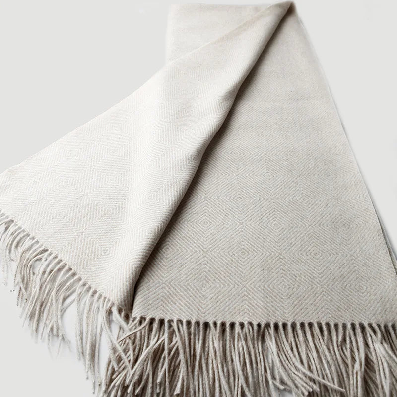 plaid laine franges motif spiral style doux confortable - vue 3 sur 5