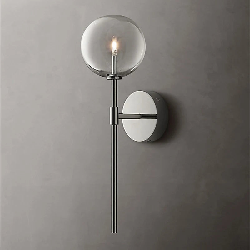 applique murale nordique rétro en boule de verre transparent pour décoration - vue 5 sur 9