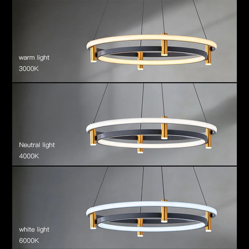 lustre led nordique anneau décoratif pour maison - vue 4 sur 7