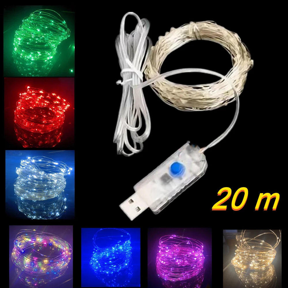 guirlande lumineuse led usb étanche pour décorations de fête - vue 1 sur 14