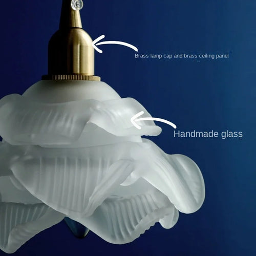suspension rétro à pétales en laiton et verre pour décoration intérieure - vue 5 sur 10