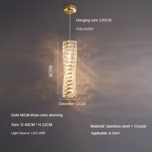 lustre moderne léger en cristal pour intérieurs élégants et contemporains