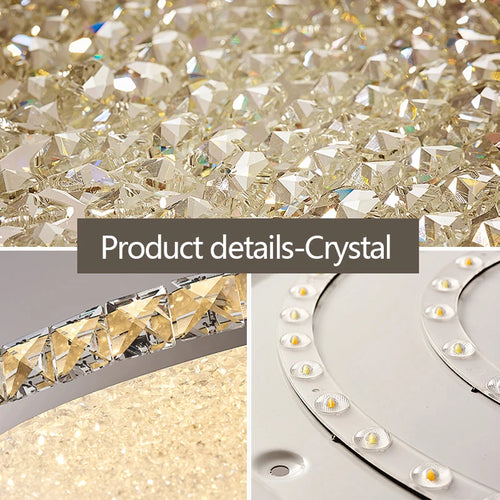 plafonnier led rond en cristal k9 design nordique luxueux romantique et chaleureux - vue 6 sur 28