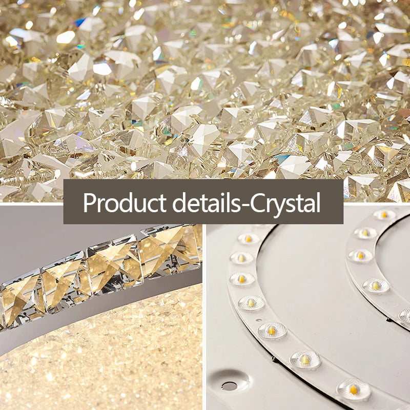 plafonnier led rond en cristal k9 design nordique luxueux romantique et chaleureux - vue 6 sur 28