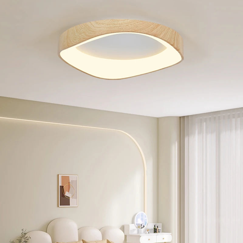 plafonnier en bois rond avec télécommande pour éclairage intérieur - vue 3 sur 21