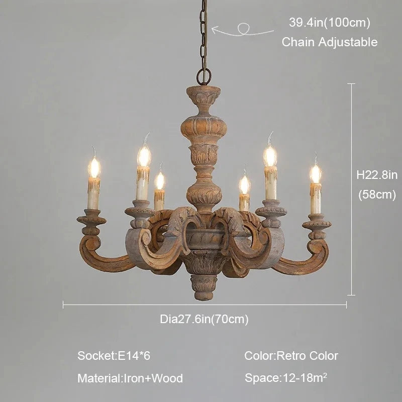 lustre en bois sculpté et verre de murano rétro élégant - vue 9 sur 12