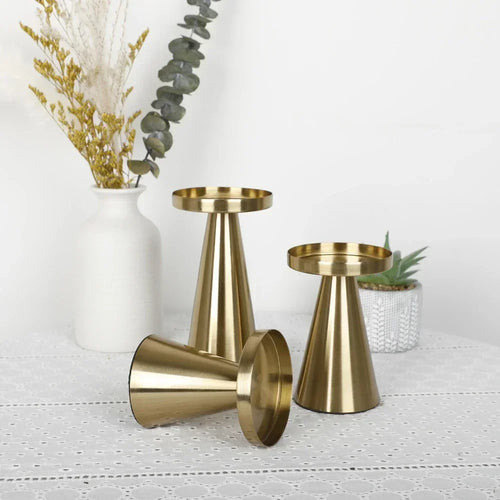 lot de 3 bougeoirs en métal pour décoration mariage et cadeaux luxe - vue 2 sur 6