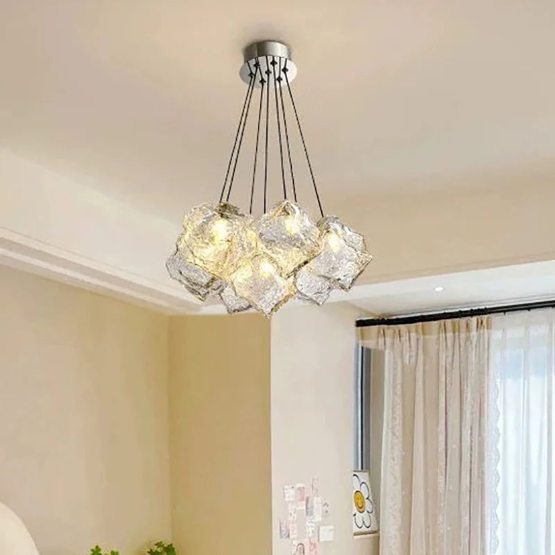 Lava Ice Cube Walnut Glass Bedside Chandelier, Lava Glass Table Lamp for Hallway Entry Bedroom Living Room Lighting  Home Light - vue 5 sur 17