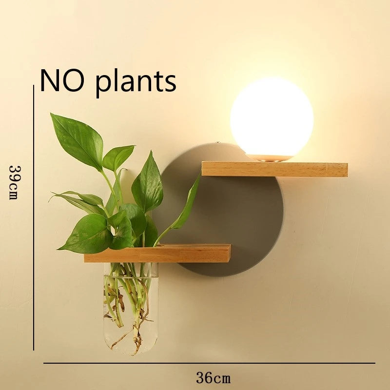 applique murale led en bois avec pot de plante nordique - vue 17 sur 23