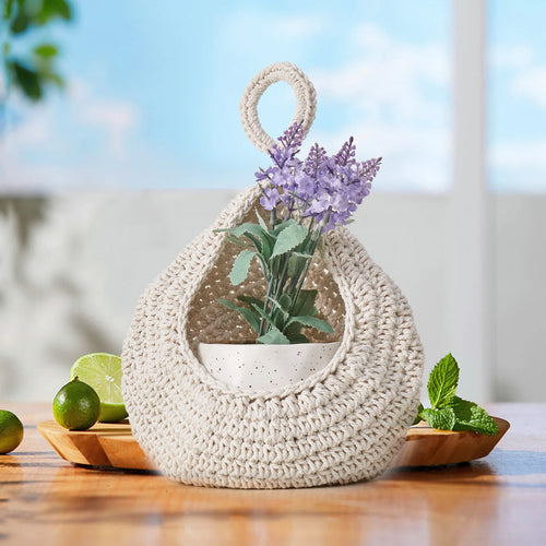 panier de rangement en coton tissé forme goutte pour fruits et légumes - vue 6 sur 9