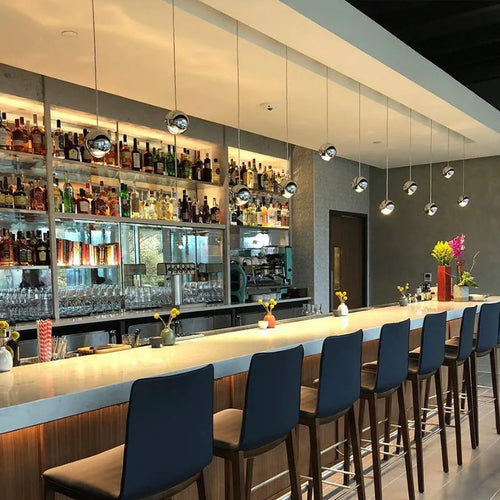 Suspension design LED rotative en métal chromé doré idéale pour bar restaurant café - vue 7 sur 6