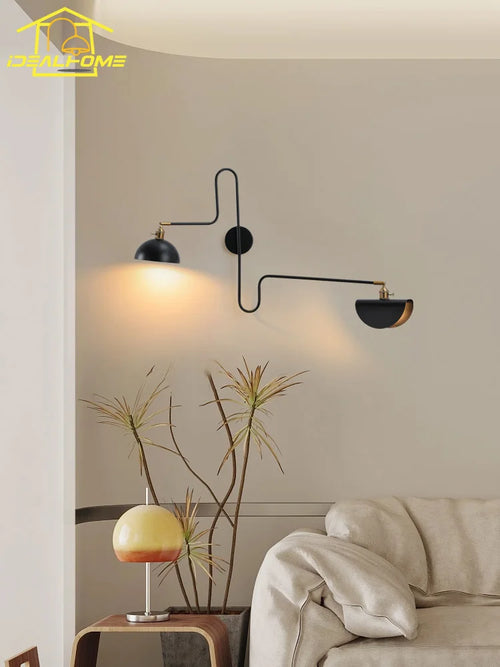 applique murale design industrielle bras pivotant avec interrupteur - vue 2 sur 8