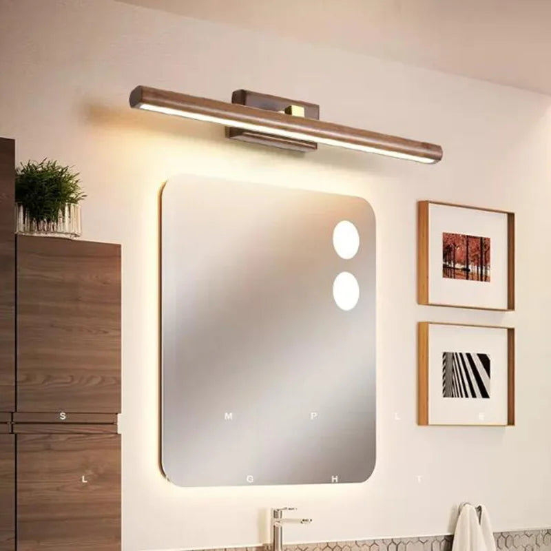 Nordique 40cm bois miroir avant lampe LED intérieur applique murale pour armoire salle de bain chevet lecture maison intérieur décor applique murale 6pa - vue 5 sur 7