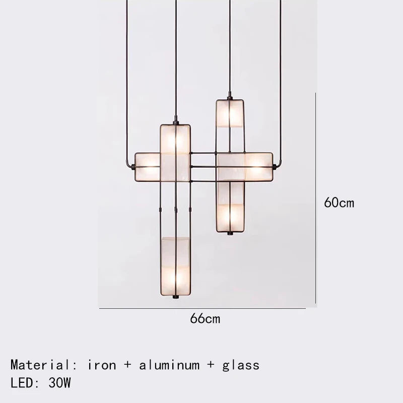 Lustre Art déco d'intérieur en verre blanc or noir en métal pour Hall d'hôtel salle à manger cuisine Bar lampe suspendue - vue 7 sur 12