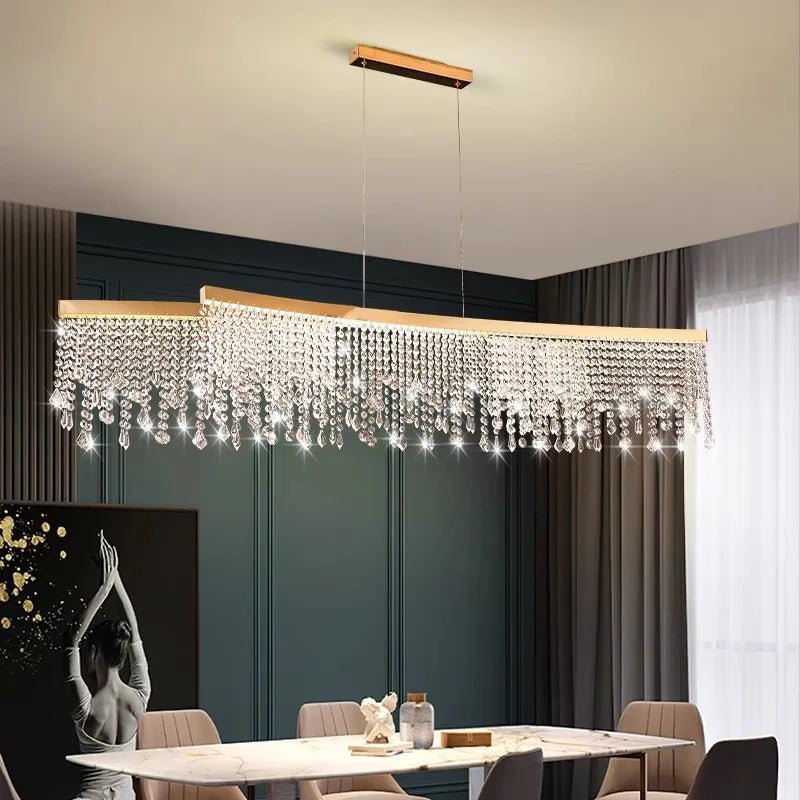 lustre moderne en cristal design circulaire éclairage de luxe suspendu - vue 3 sur 9