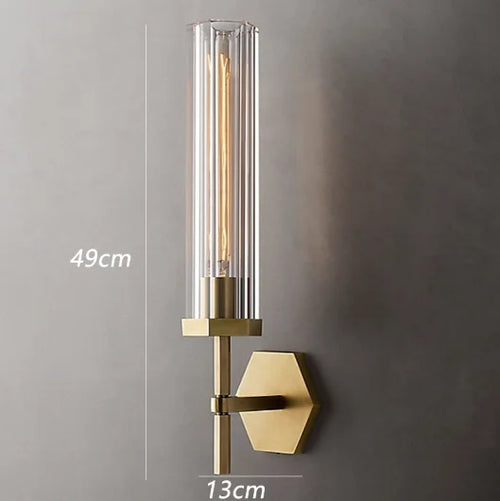 applique murale led de luxe américaine avec abat-jour en cristal et métal doré - vue 10 sur 11