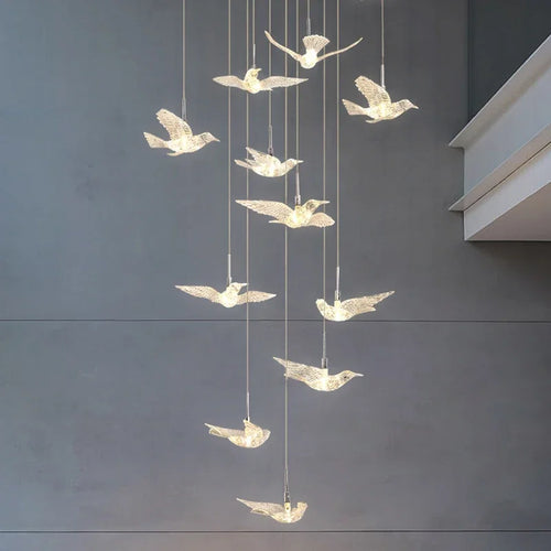 suspension LED décorative en forme d'oiseau idéale pour loft - vue 4 sur 18